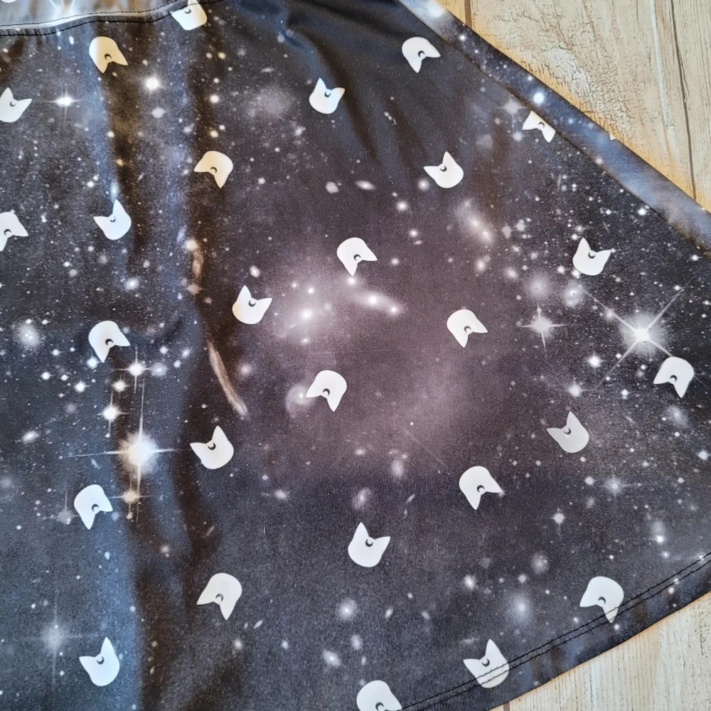 Sailor Moon •Size Medium• Luna Galaxy Print Skater Skirt Stretchy Waist - Picture 4 of 8